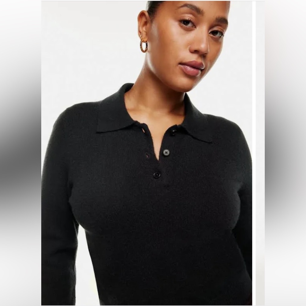 Aritizia 100% Cashmere Wilfred Florence Long Sleeve Polo Sweater, Size Medium